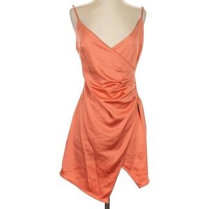 Elegant Coral Wrap Dress